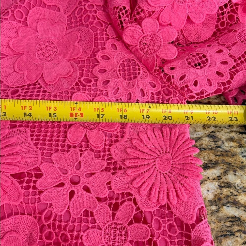 J. Marie Pink Floral Lace Mini Dress Appliqué Crochet Lined Size S - Picture 8 of 9